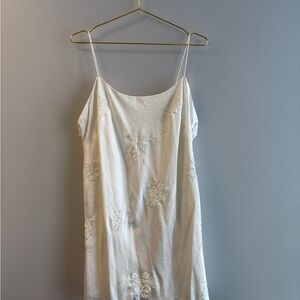 White Floral embellished Slip Dress